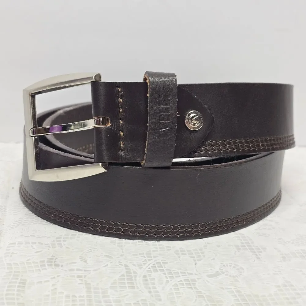 VELEZ Genuine Dark Brown Leather Men's Belt Size 36 / 38 Classic Business Casual